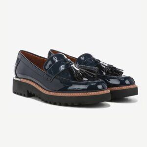 Franco Sarto Tassel Loafers Women’s Size 8.5 Navy Patent Leather
